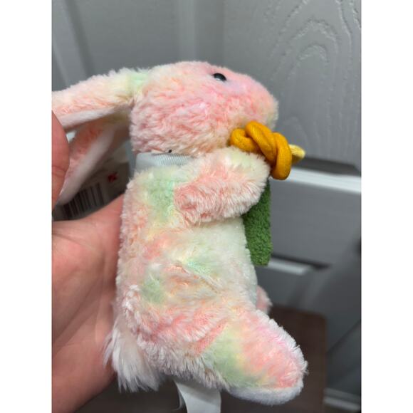 Easter Jubilee Bunny Rabbit Plush Pastel Multicolor With Flower Bouquet 6" NWT - Picture 4 of 7